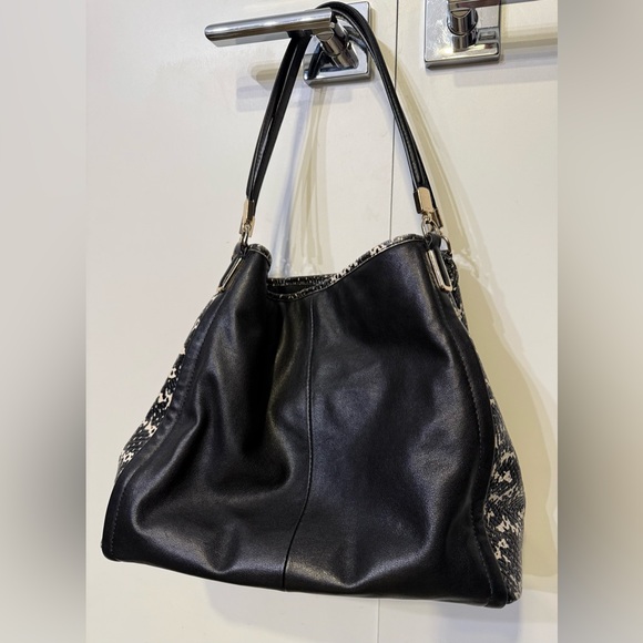 Coach Handbags - EUC Coach Black Madison Phoebe Shoulder Bag with python-print side panels